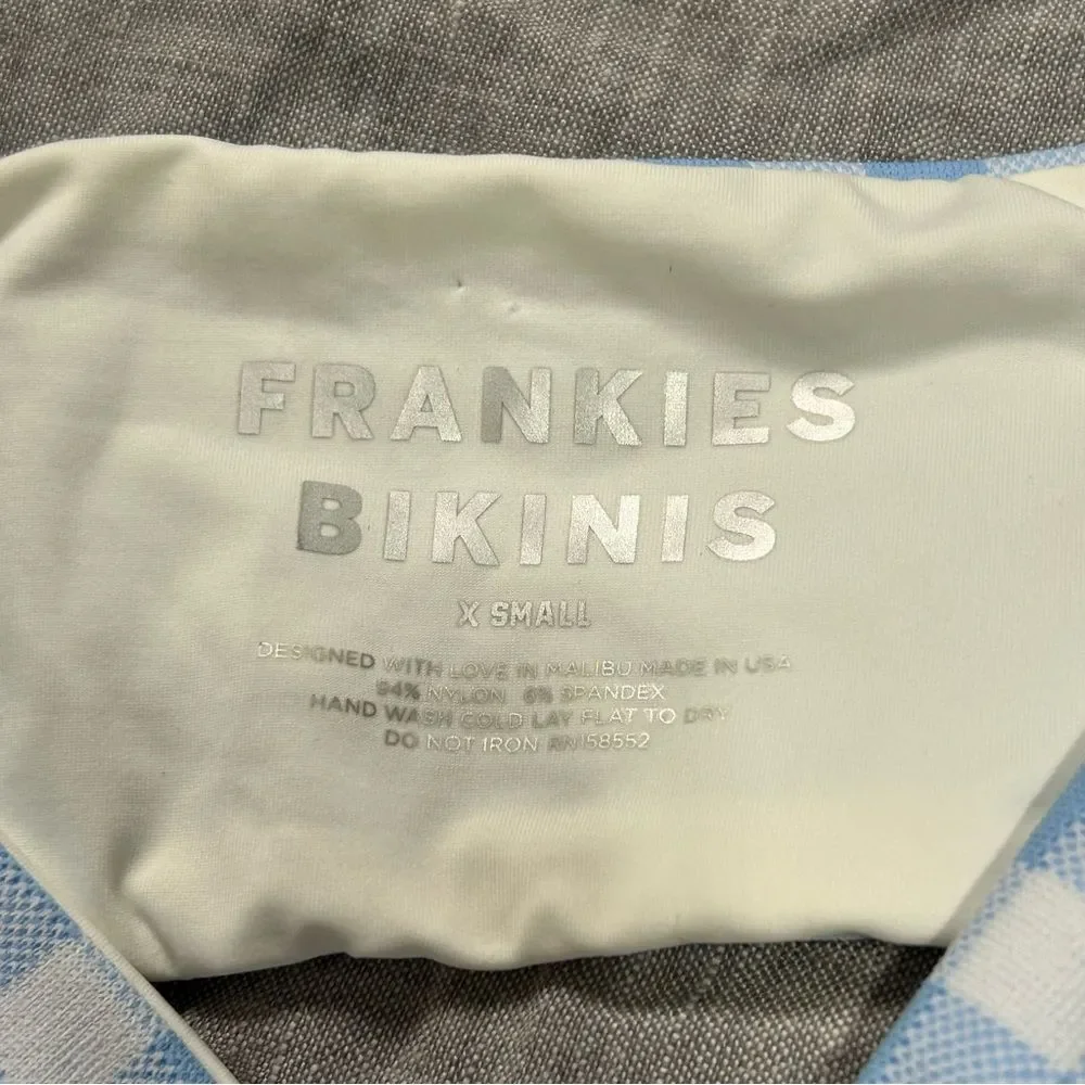 Frankie's Bikinis Enzo Gingham Bikini Top Bluebell XS Swim Beach Pool Vacation